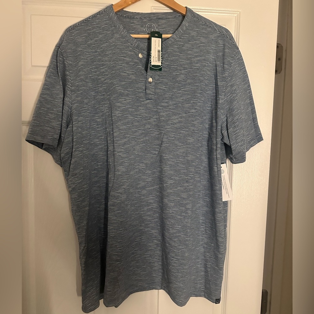 Classic Blue Striped Henley Shirt